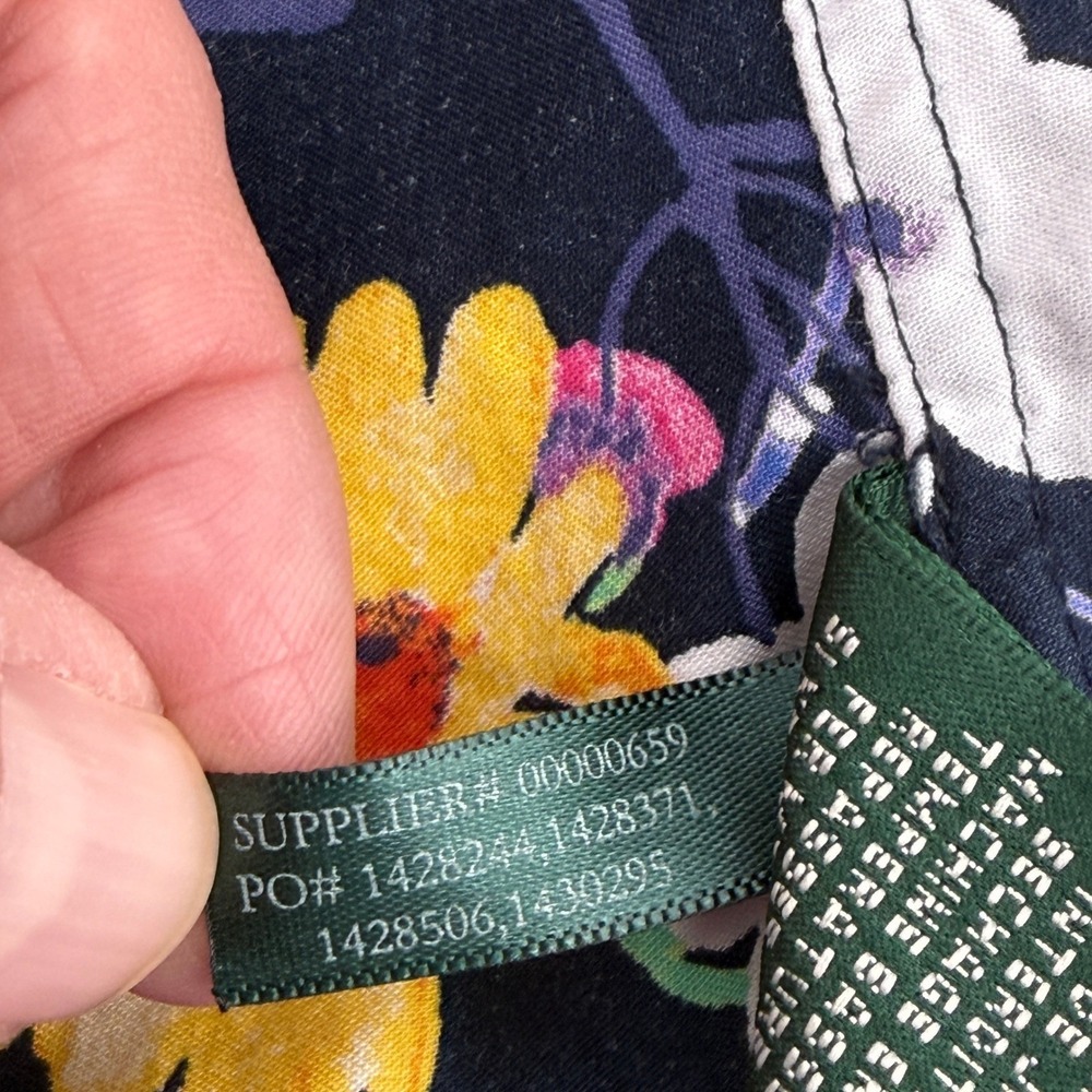 Lauren Ralph Lauren Button Down Blouse Shirt Womens S Navy Blue Colorful Floral - Picture 8 of 11